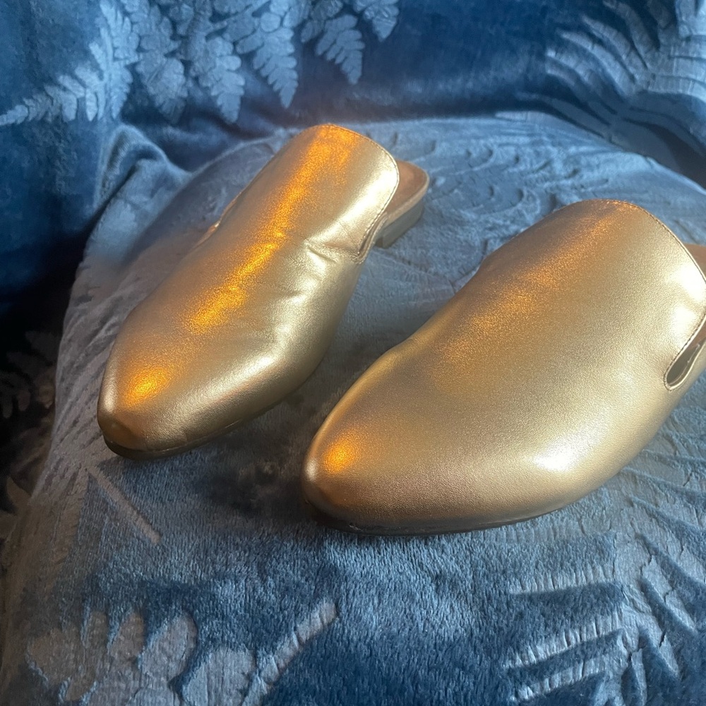 Metallic Gold Slip-On Mules for Women